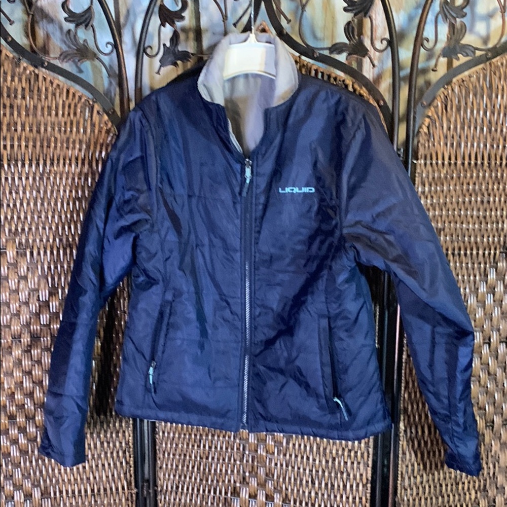 Liquid Navy Blue Coat Full Zip Size M
